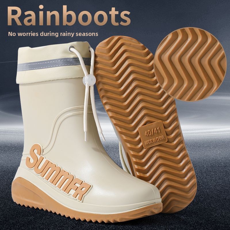 Fishing Line - Men's Lined Mid-Calf Rain Boots Waterproof